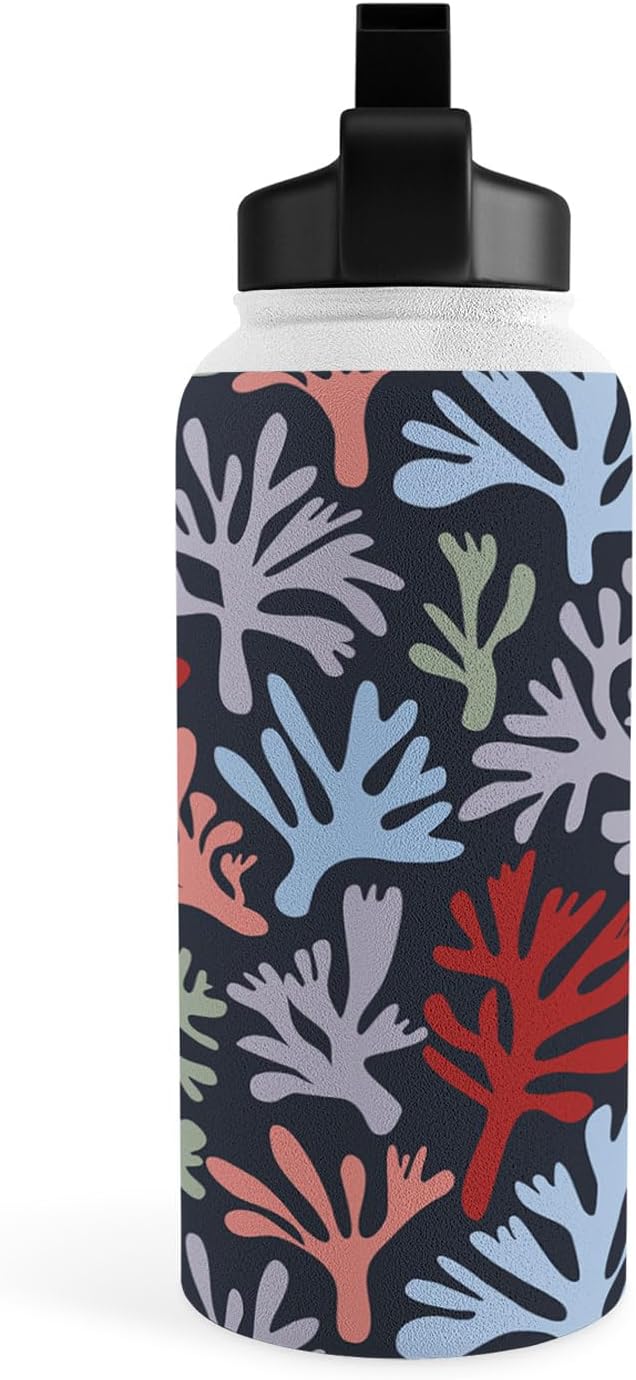 Deny Designs Water Bottle, Straw Lid 32 oz, Emanuela Carratoni Icelandic Moss