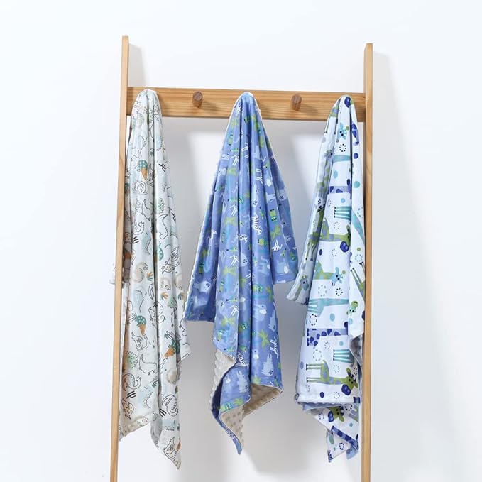 CREVENT Fuzzy Baby Nursery Blanket for Boys Soft Plush Receiving Gift for Newborns, All Season Use - Dinosaur 30x40 Inches