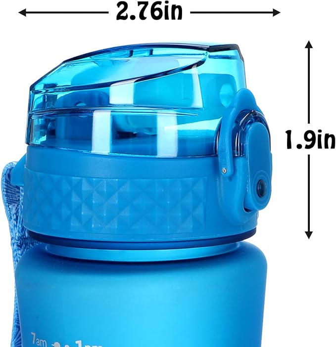 OLDLEY Replacement Straw Lid for 15 oz Water Bottle, Leakproof Spillproof Dustproof One-Click Open Cap with Carry Strap