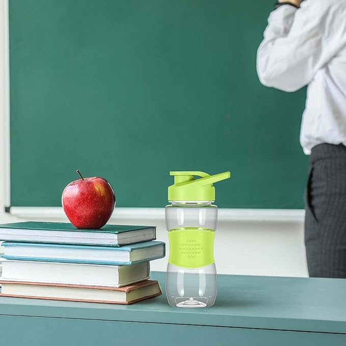 Hushee Water Bottles for Kids 12 oz Leak Proof Drinking Bottle Bulk Plastic Sports Bottles Clear Water Bottle Flip up Portable for School Students Boys Girls Travel Outdoor