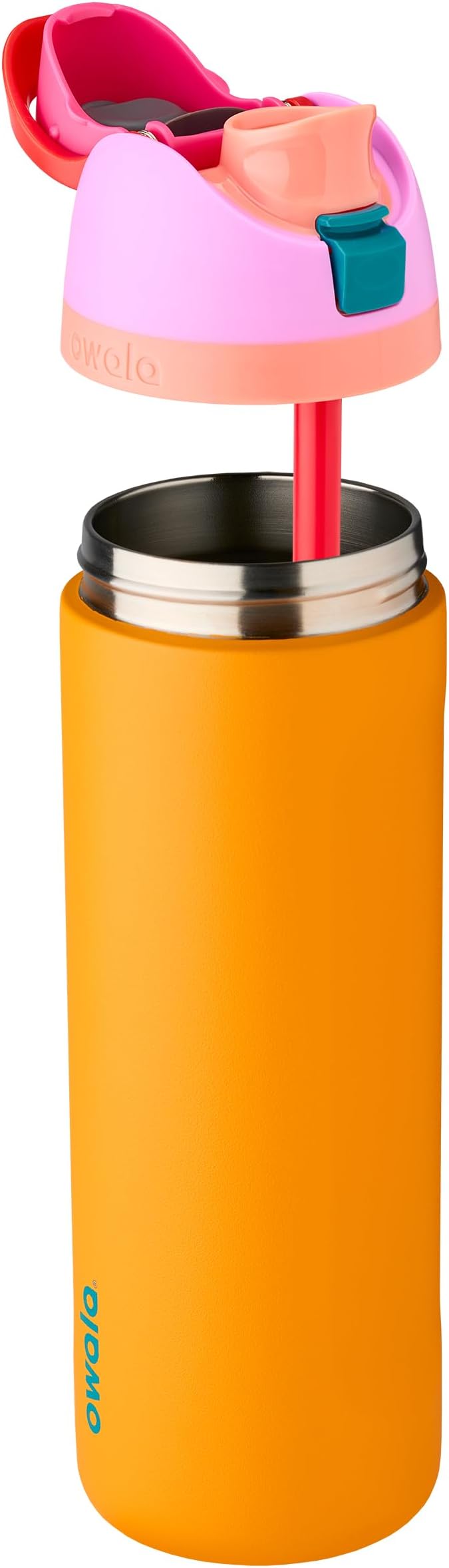 Owala FreeSip Insulated Stainless Steel Water Bottle with Straw for Sports and Travel, BPA-Free, 24-oz, Orchid/Orange (Tropical)