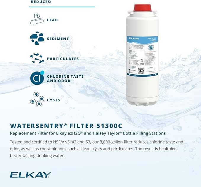 Elkay 51300C WaterSentry Lead + Microplastics NSF/ANSI Certified Filter (3-Pack) (Bottle Fillers)