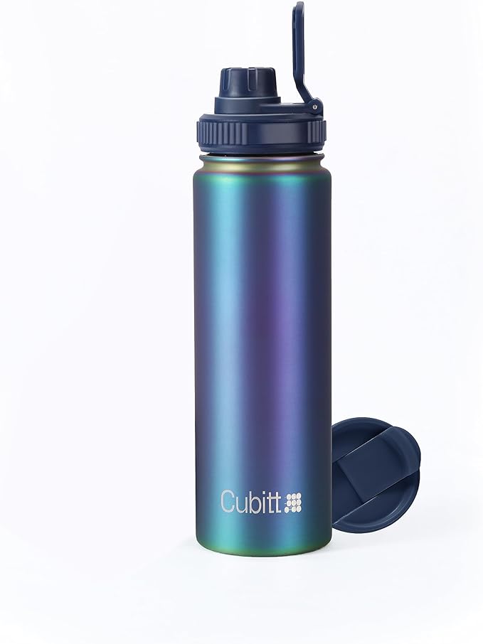 Cubitt Insulated Sports Hydro Water Bottle 24 oz, 2 Lids (Coffee Lid and Wide Mouth Twist Sports Lid), Stainless Steel, Double Walled. Cold for up to 24 hours, Hot for up to 12 hours COSMIC
