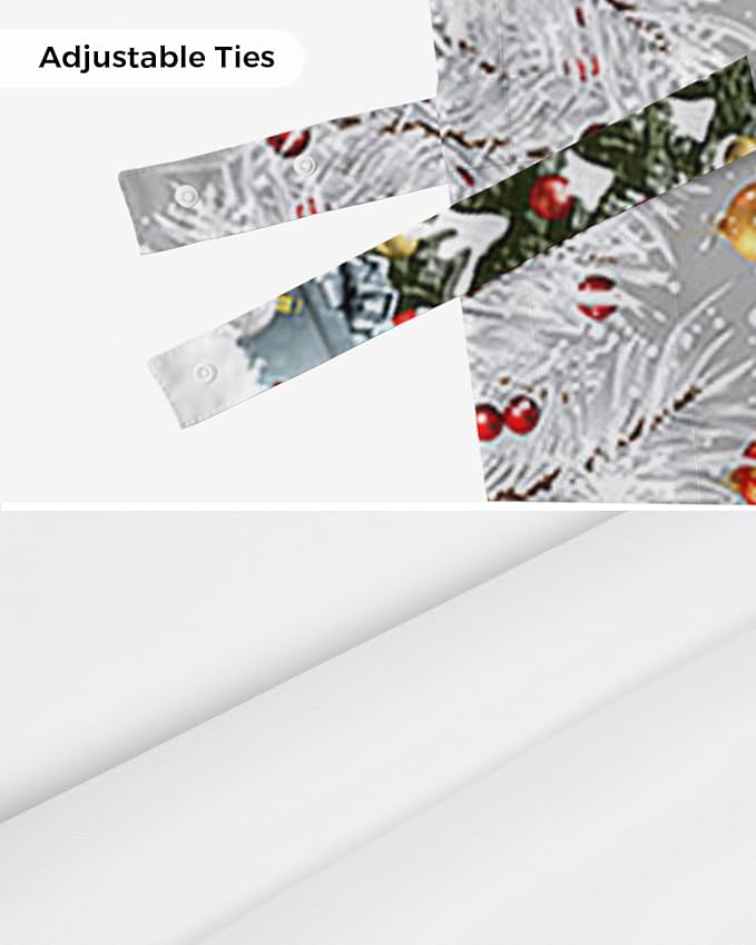 Christmas Gnome Blackout Tie Up Valance Curtains for Kitchen Windows Winter Merry Christmas Tree Balls Window Toppers Balloon Shades for Living Room/Bathroom/Bedroom,1 Panel, 60" X 18", Grey