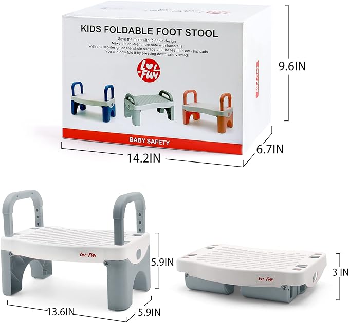 Potty Step Stool for Toddlers 2 Pack, Toddler Step Stool for Bathroom Sink, Kids Toilet Step Stool for Toddler Boys and Girls -Grey