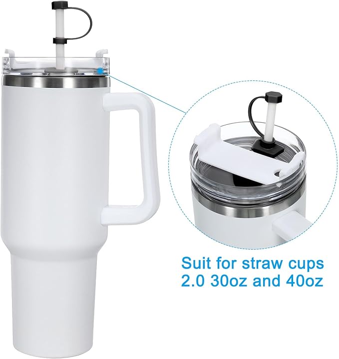 PATIKIL Silicone Spill Stopper for Straw Cup 2.0 40oz/ 30oz, Set of 12 Tumbler Accessories Including 4 Straw Cover Cap, 4 Square Spill Stopper and 4 Round Leak Stopper, Black