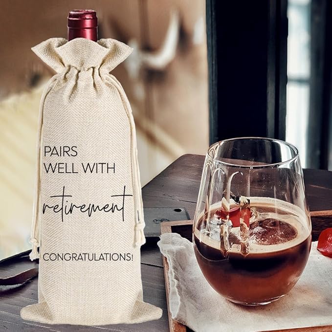 Pairs Well With Retirement Wine Bag, Colleague Farewell Retirement Gifts for Women Men, Coworkers Leaving Going Away Gifts Wine Bag Here's to Your Next Chapter Card New Job Gift-20