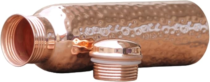 Copper Water Bottle 34oz, Hammered Copper Bottle with Lid Leakproof, Ayurvedic Copper Vessel to Drink More Water for Yoga Gym Sports Travel Daily Use
