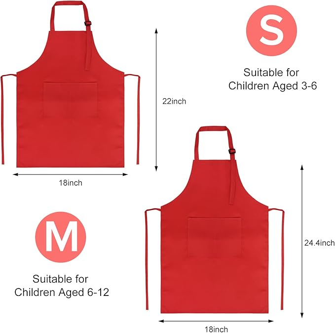 SUNLAND Kids Apron and Hat Set Children Chef Apron for Cooking Baking Painting