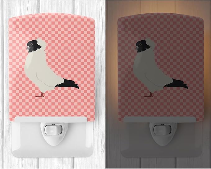 Caroline's Treasures BB7952CNL Nun Pigeon Pink Check Ceramic Night Light Compact, UL-Certified, Ideal for Bedroom, Bathroom, Nursery, Hallway, Kitchen, 6x4x3, Multicolor