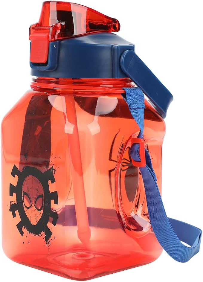 Bioworld Spider-Man Mask & Logo 50 Oz Red Water Bottle With Carrying Strap