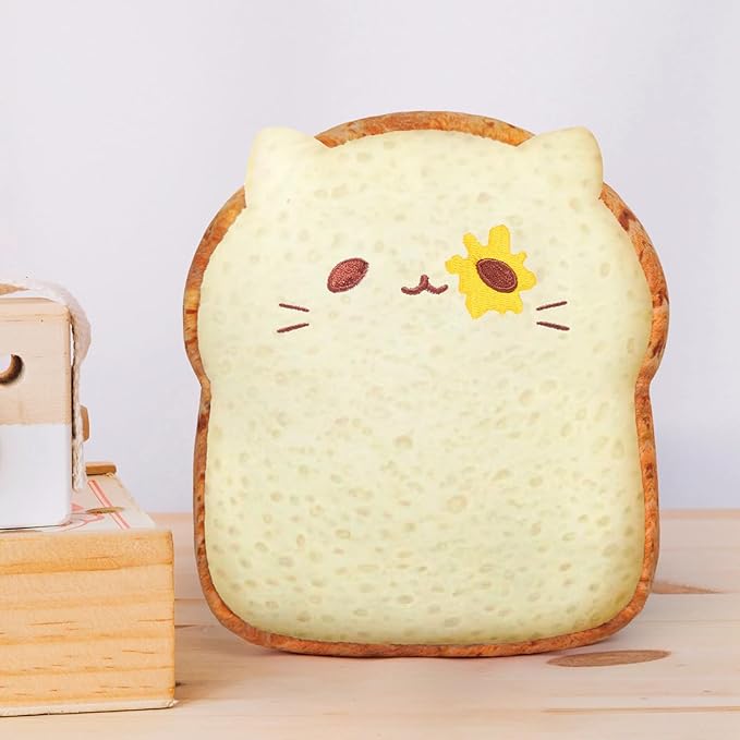 Toast Bread Pillow Funny Sliced Bread Plush Toy Pillows, Funny Food Plushie Stuffed Toy, Cute & Soft Bread Shape Stuffed Decor Toy, Birthday Toy for Kids & Toddlers