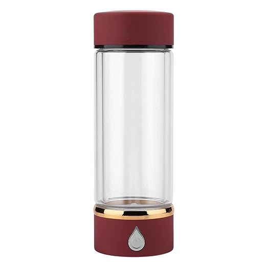 Omabeta 420ml Hydrogen Rich Water Cup Bottle Portable USB Hydrogen Water Generator with Bottom Cushion for Adult Sports Outdoor Office, Rechargeable Portable Glass Hydrogen Water Generator Bottle
