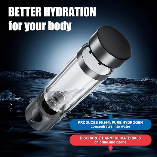 Hydrogen Water Bottle is a 3-Purpose Hydrogen Water Generator That uses Advanced SPE and PEM 15 Minutes About 5000 ppb of odourless Hydrogen Water(Silver/380ML)