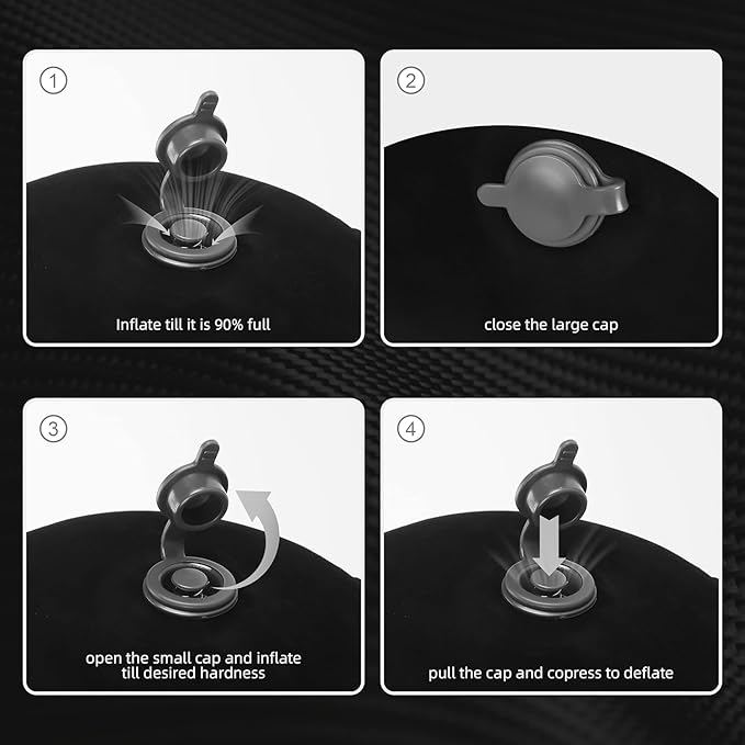 Inflatable Wedge Pillow - Leg Pillow for Sleeping, Leg Elevation Pillow, Lumbar Pillow Reduces Waist and Back Pressure, Portable Wedge Cushion for Sleeping, Bed, Travel, Camping, Black