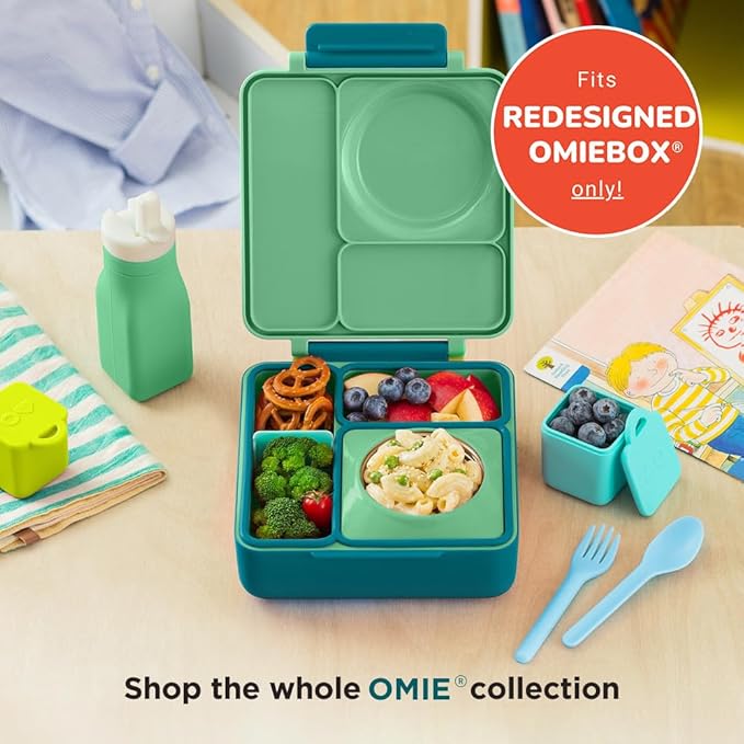 Omie OmieBox Reusable Silicone Water Bottle - 8.7 oz, Straw Top, BPA-Free & Phthalate-Free, Leak-Proof (Green)