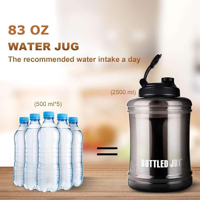 Water Bottle with Handle 2.5L Large Sports Water Bottle Half Gallon BPA Free Plastic Water Bottles Wide Mouth Water Bottle 83oz Reusable Gym Water Jug for Home Drinking Outdoor Sports Hiking Fitness