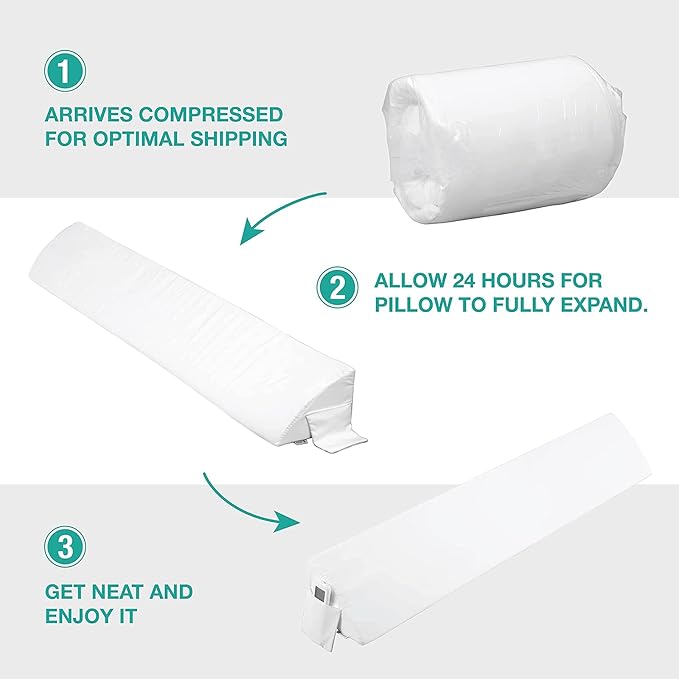 Vekkia Queen Bed Wedge Pillow for Headboard/Wedge Pillow Headboard/Bed Gap Filler/Headboard Pillow,Pillow Wedge for Headboard Gap Between Mattress and Headboard,Stop Loosing Your Pillows(White)