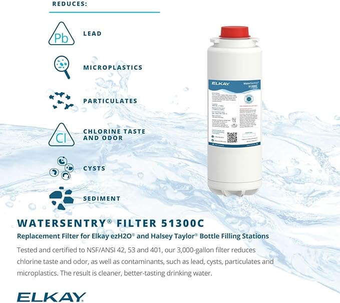 Elkay 51300C WaterSentry Lead + Microplastics NSF/ANSI Certified Filter (3-Pack) (Bottle Fillers)