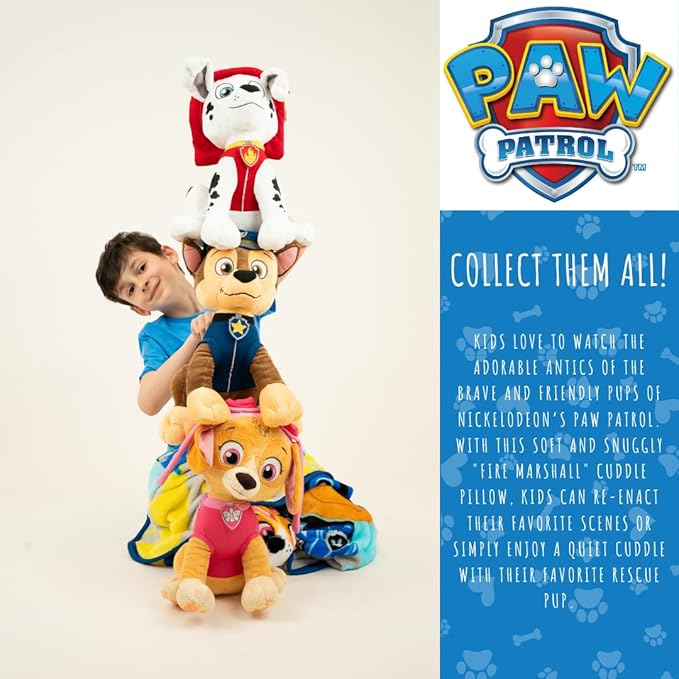 Paw Patrol Marshall Kids Bedding Super Soft Plush Cuddle Pillow Buddy, One Size, (Official) Nickelodeon Product By Franco