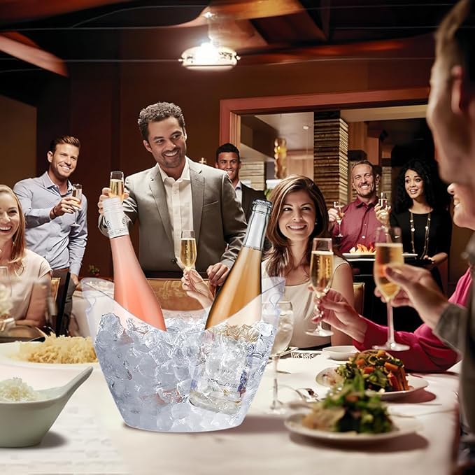 Ice Bucket 2 PCS, Acrylic Clear Wine Bucket 4 Liter Beverage Tub Champagne Wine Bucket for Parties and Drinks, Food Grade, Perfect for Wine, Champagne or Beer Bottles