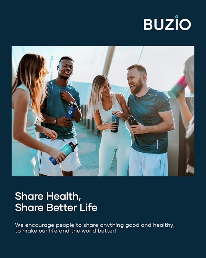 BUZIO Water Bottle with Straw Lid and Flex Cap, 32oz Modern Double Vacuum Stainless Steel Water Flask, Cold for 48 Hrs Hot for 24 Hrs Simple Thermo Canteen Mug, Indigo Black