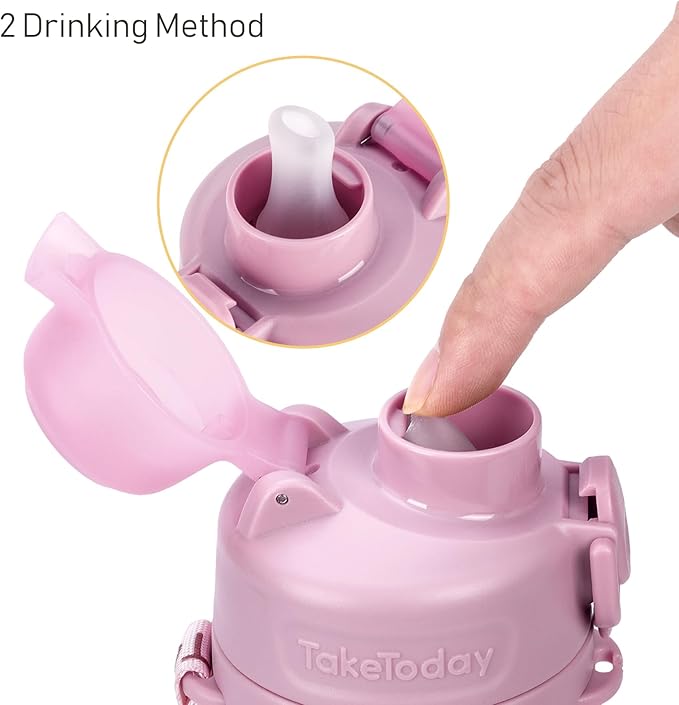 Collapsible Water Bottles 20oz, Leak Proof, BPA-Free, Foldable Silicone Travel Water Bottle with Straw Strap for Cycling, Hiking, Outdoors