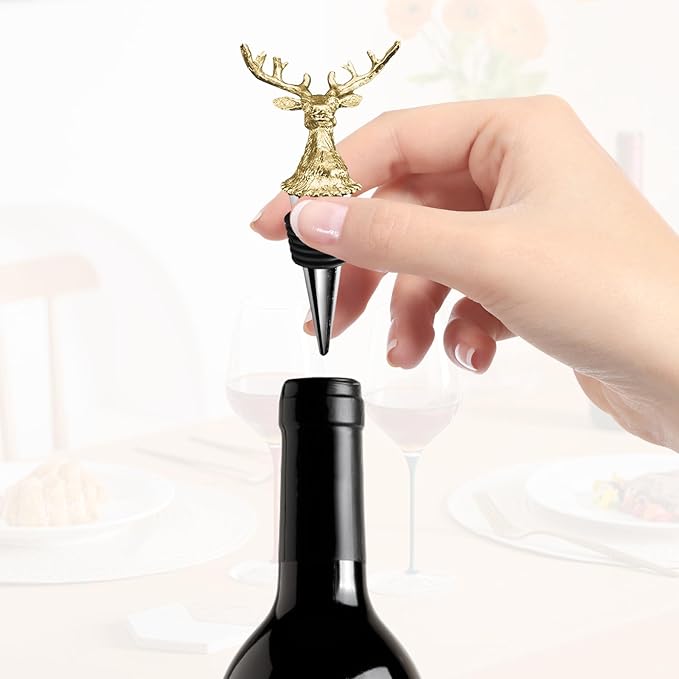 Deer Head Wine Stopper - Unique Rustic Decor Bar Accessorys for Wine Preservation, Ideal Wine Lover Gift