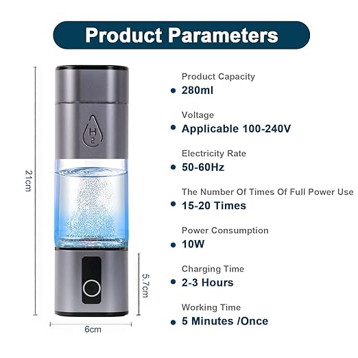 Hydrogen Water Bottle, Portable Hydrogen Water Bottle Generator with 5000ppb Hydrogen Water Ionizer Machine