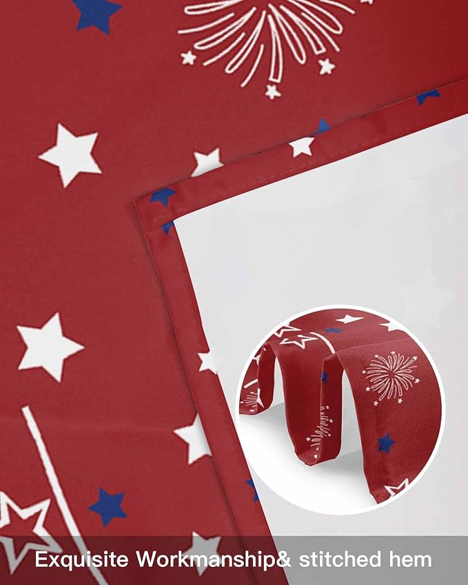 Patriotic 4th of July Kitchen Curtains Valances for Windows Red White Blue Stars Freedom Rod Pocket Window Treatment for Kitchen /Living Room/Bedroom/ Bathroom, 54" X 18", Memorial Day Summer