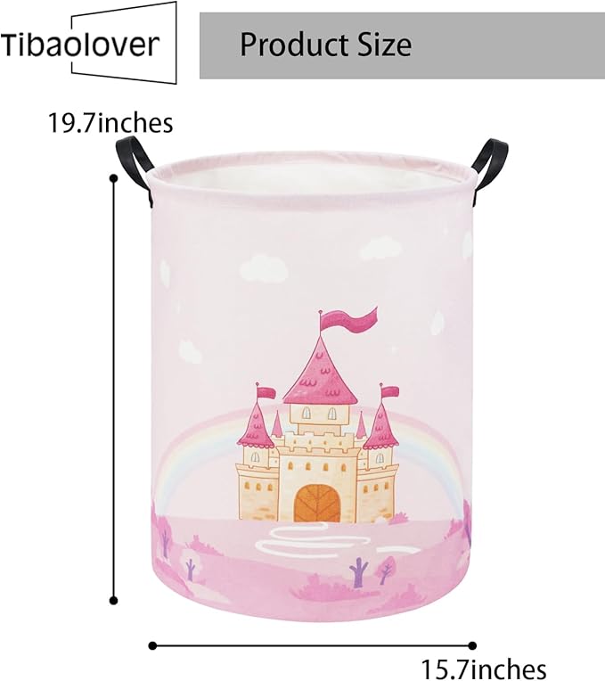 Pink Castle Kids Laundry Basket Baby Hamper Castle Toy Storage Bin for Boys Room Decor Baby Nursery Hamper Gift Baskets for Bedroom Bathroom(Castle)