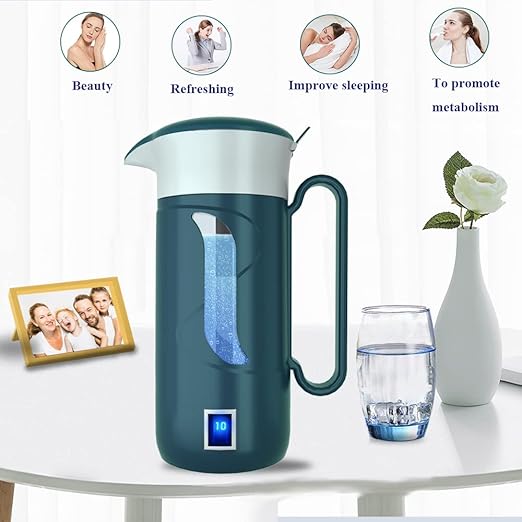 Hydrogen Alkaline Water Maker Machine Generator Hydrogen Water Bottle Pitcher Ionize System with SPE & PEM Tech, Make Hydrogen Content to 800-1600 PPB(Green)