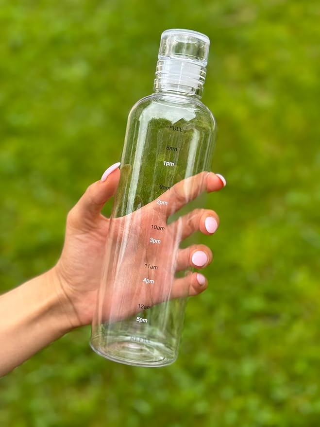 water bottle, 16.9 oz/23.6 oz leak proof drink bottle cups with time reminder. reusable fitness milk jug smoothies bottle (700ml, transparent. (transparent, 500ml)