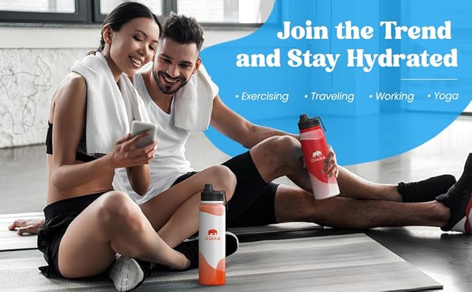 Insulated Water Bottle - Leak-Proof, BPA-Free, Wide Mouth, Sports, Gym, Travel, Stainless Steel Vacuum Insulated Bottle (Red) 34OZ