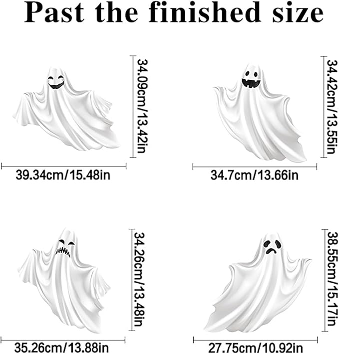 Halloween White Ghost Window Clings Stickers Decoration Horror Ghost Design Halloween Window Cling Decal Double Sided Static Halloween Window Stickers for Halloween Party Supplies Glass Decor