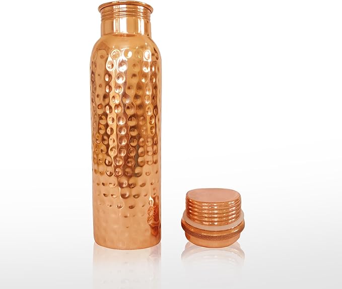 Ayurvedic Drinking Copper Water Bottle for Sports, Travel, Yoga & Everyday Use, Water Bottle for Gym, Office, Hiking, Outdoor Capacity 32 Oz (Design 2, 32 Oz)
