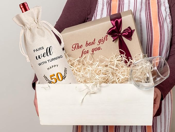 LANBAIHE 50th Birthday Gifts for Her,50th Birthday Gift for Women Men, 50 Years Old Birthday Gifts Wine Bag, 50th Birthday Decorations Party Supplies-1974 Birthday (50 BIRTHDAY)