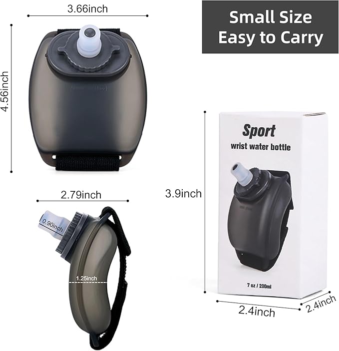 Portable Running Water Bottle Handheld, Adjustable Wrist Sports Water Bottles, Reusable Leak Proof 7 Oz Silicone Sports Water Jug for Travel Camping Rock Climbing Jogging Hiking Marathon Cycling
