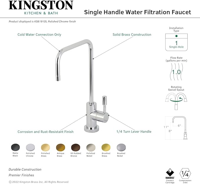 Kingston Brass KS6198DL Concord Water Filtration Faucet, Brushed Nickel