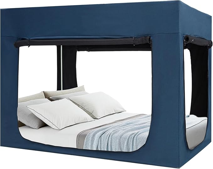 Quinnsus Bed Tent Bed Canopy Bunk Twin Size Tents for Adult and Kids - Portable Sleeping Bed Tents 80% Blackout with 4 Doors Breathable Private Space Tents(Mattress Not Included)