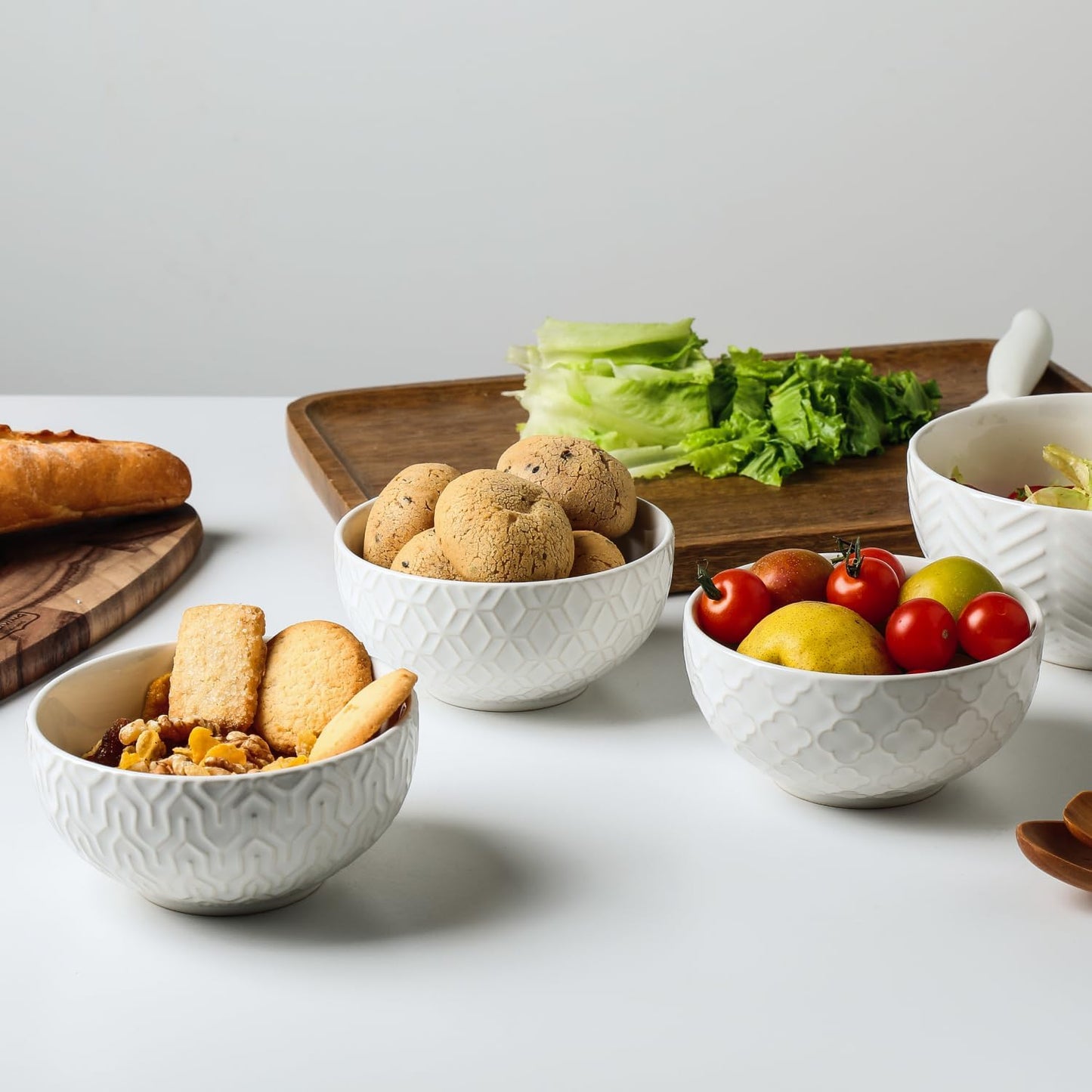 Sureasy Ceramic Ice Cream Bowls Set of 4-12 oz White Small Dessert Bowls for Kitchen, Perfect for Rice, Fruit and Sauce, Microwave & Dishwasher Safe