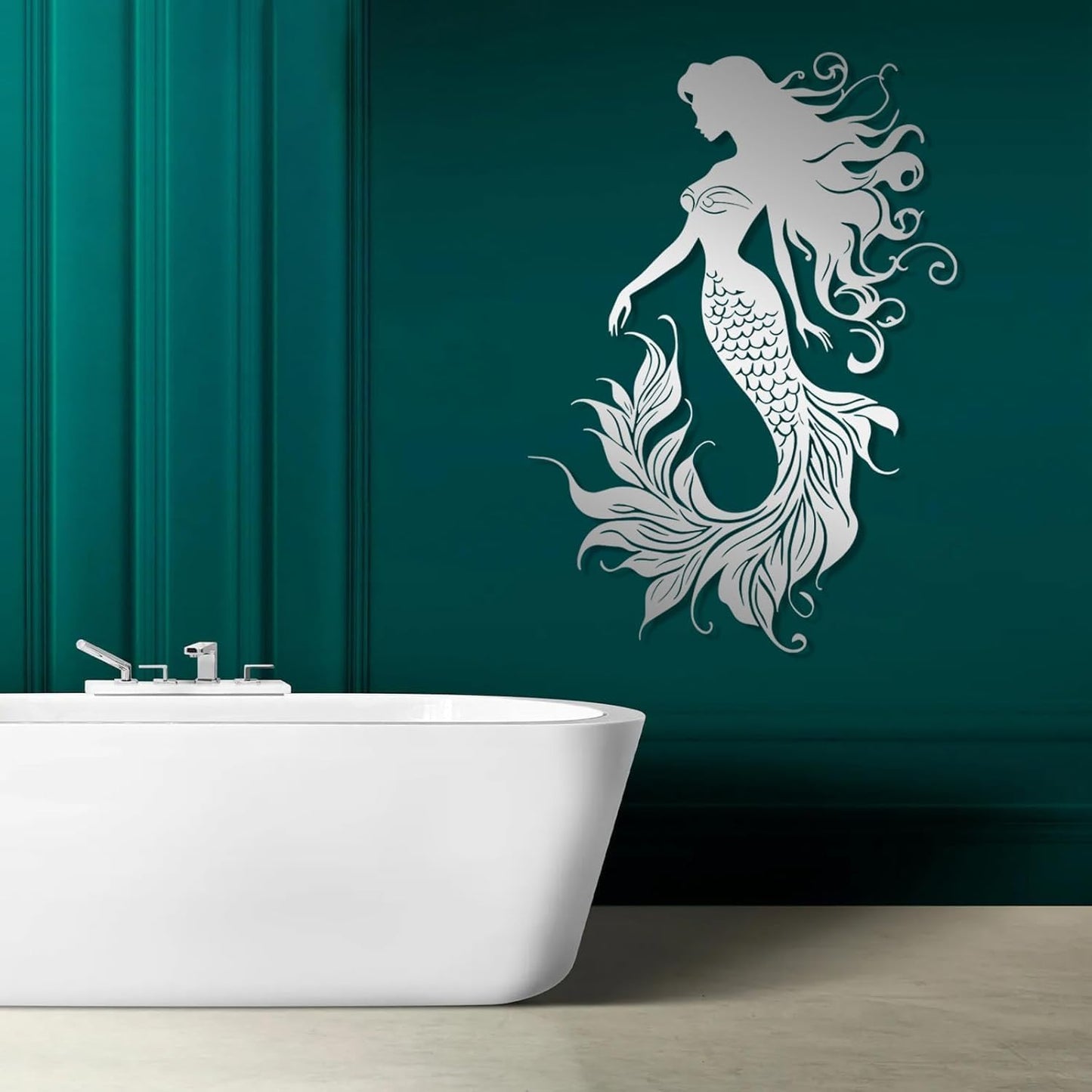 Veplsur Mermaid Metal Wall Art, Metal Mermaid Wall Decor, Marine Biology Wall Decor, Ocean Wall Art, Nautical Wall Hanging, Beach Hanging for Bathroom Bedroom (Black, 30"x21"|76x54cm)