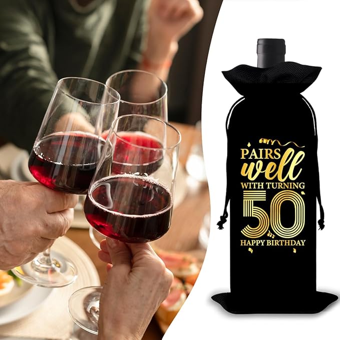 50th Birthday Gifts Wine Bag Congratulations Gifts for Women Men Parents Mom Dad Anniversary 1974 Birthday Wine Gift Bag