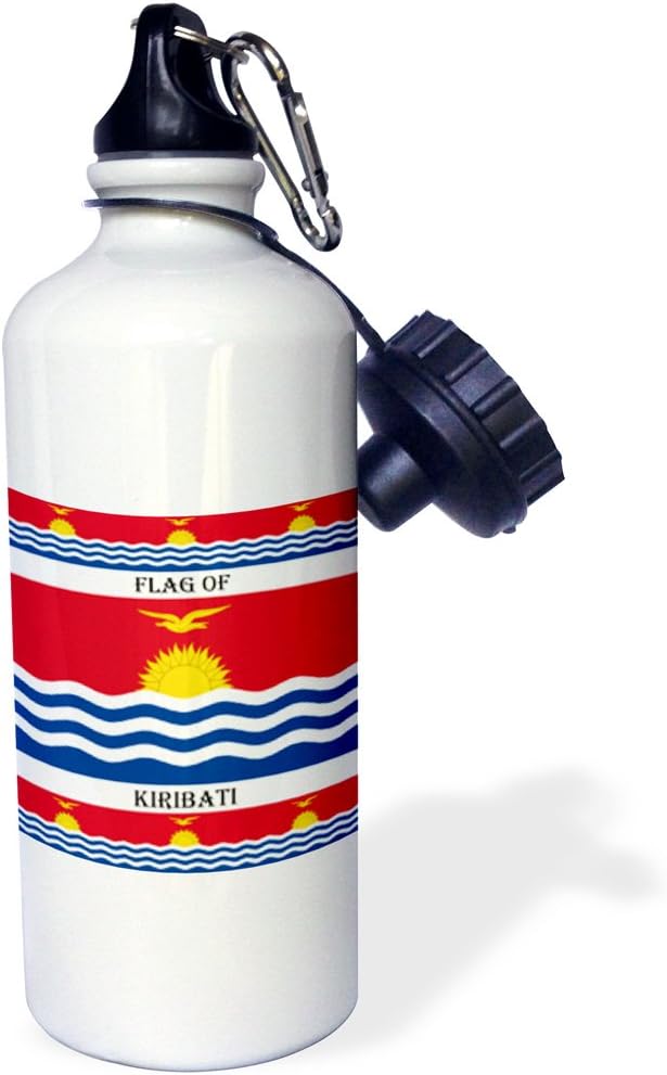 3dRose Flag of Kiribati-Sports Water Bottle, 21oz , Multicolored