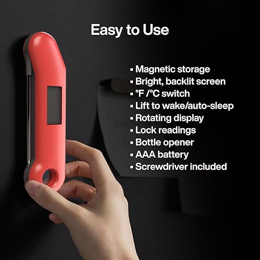 ProfessionaI Meat Thermometer Digital, 3X Faster 0.5 Sec Instant Read, NIST Certified Accurate to ±0.5°F, 100% Waterproof, Auto-Rotating Bright Display, Auto Wake/Sleep, NSF Certified