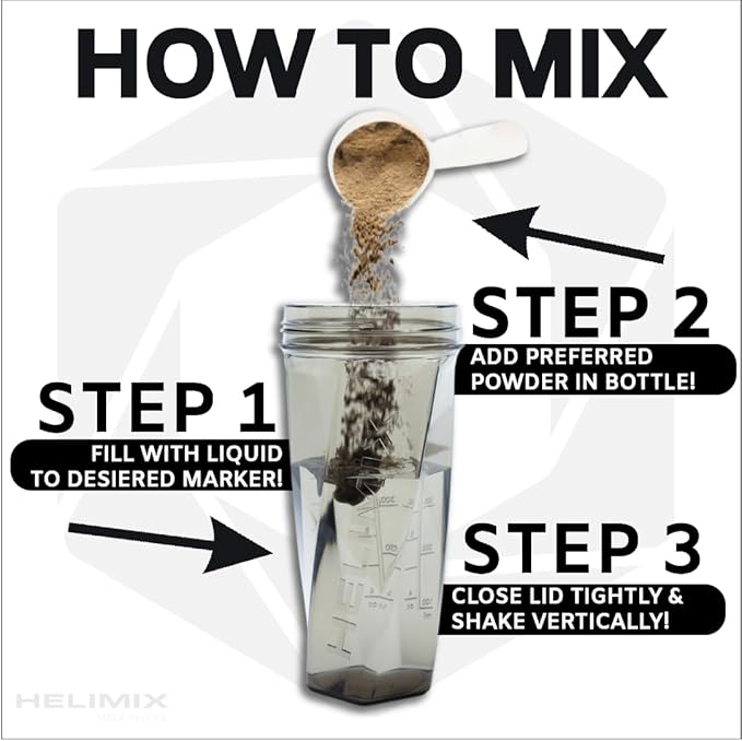 HELIMIX 2.0 Vortex Blender Shaker Bottle Holds upto 28oz | No Blending Ball or Whisk | USA Made | Pre Workout Protein Drink Shaker Cup | Weight Loss Supplements Shakes | Top Rack Safe