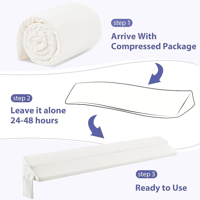 Bed Wedge Pillow for Headboard - Wedge Pillow Headboard King(76"x10"x6") - Foldable Bed Gap Filler/Headboard Pillow/Mattress Wedge - Fill Gap (0-8") Between Headboard and Mattress - Cream