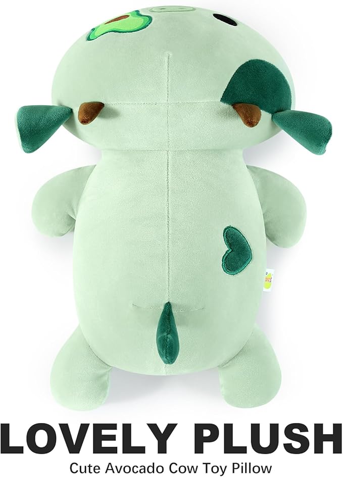 Onsoyours Cute Cow Plushie, Soft Stuffed Avocado Cow Squishy Plush Animal Toy Avocado Pillow for Kids (Avocado Cow A, 12")