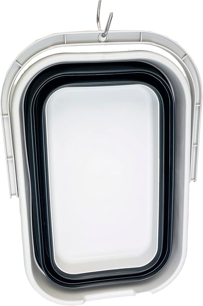 SAMMART 12L (3.1 gallon) Collapsible Rectangular Handy Basket/Bucket/Multiuse Foldable Water Pail for Camping, Fishing (Slate Grey)