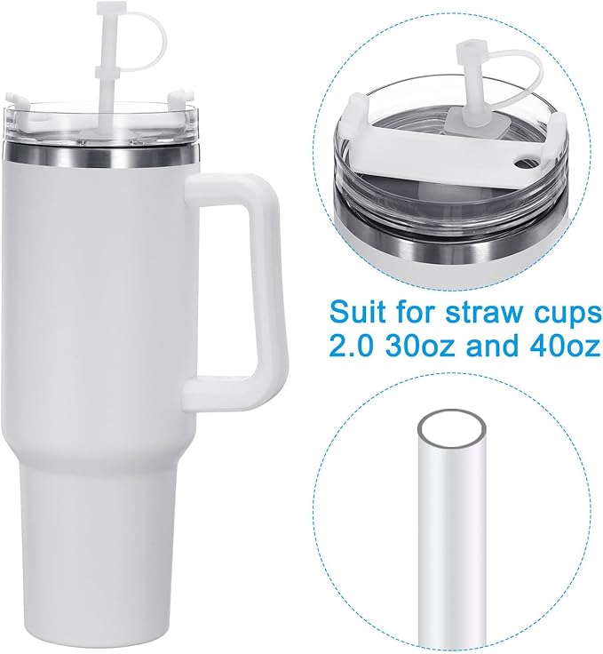 PATIKIL Silicone Spill Stopper for Straw Cup 2.0 40oz/ 30oz, Set of 6 Tumbler Accessories Including 2 Straw Cover Cap, 2 Square Spill Stopper and 2 Round Leak Stopper, Clear/Black